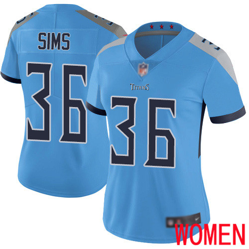 Tennessee Titans Limited Light Blue Women LeShaun Sims Alternate Jersey NFL Football #36 Vapor Untouchable